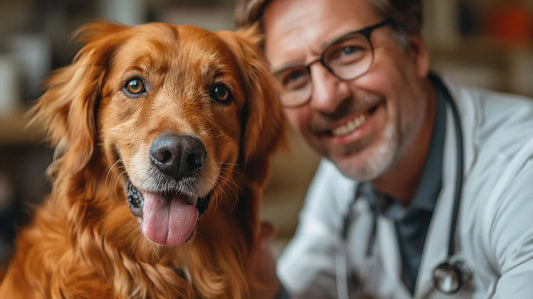 Giornata nazionale della prevenzione veterinaria, veterinario con cane grosso, orme differenti