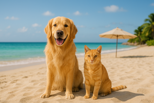 In vacanza con cane e gatto, cane e gatto al mare, orme differenti
