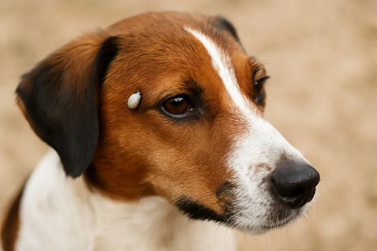 zecche nel cane, cane con zecca sul muso, orme differenti