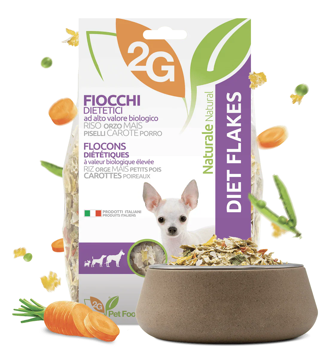 tutto il cibo fioccato per cani, pet shop di orme differenti