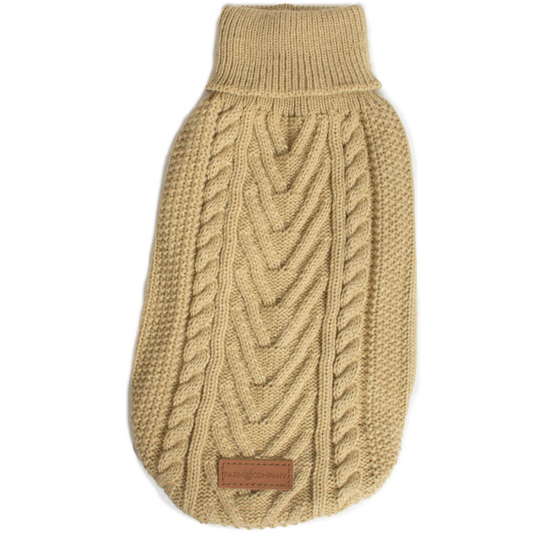 Dolcevita tricot per cani, colore beige, morbido e caldo, made in Italy, di Farm Company distribuito da Orme Differenti