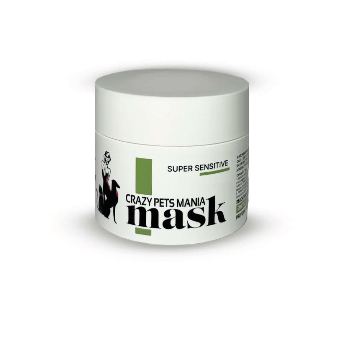 maschera sensitive, super delicata, effetto syling, manto lucido e profumato, di crazy pets mania by orme differenti