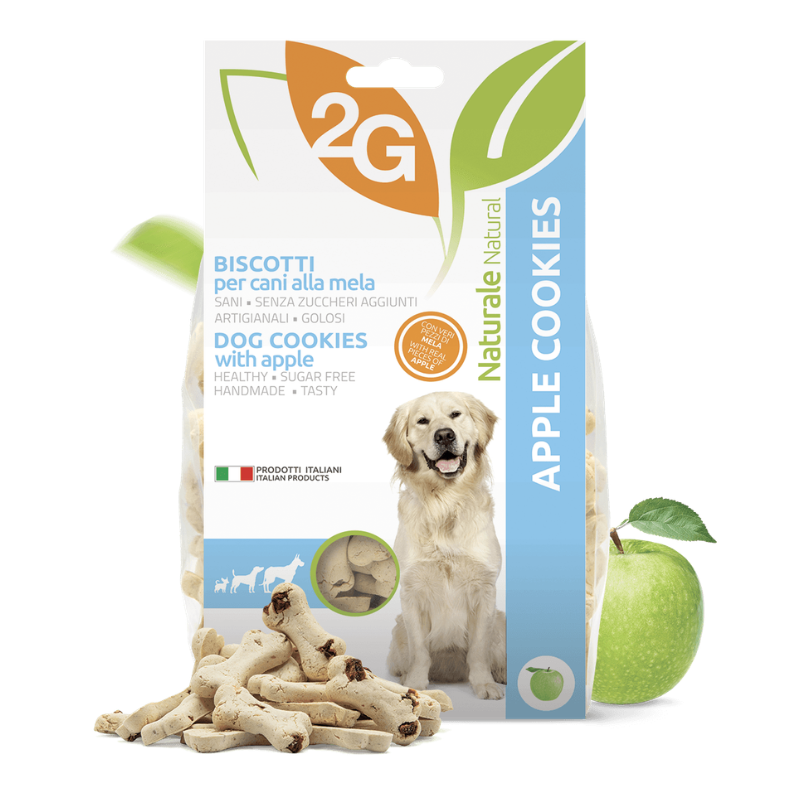 Apple cookies classic 2G, biscotti friabili, naturali, artigianali con polpa di mela, 100% vegetali, di Gianni Guidolin distribuiti da Orme Differenti