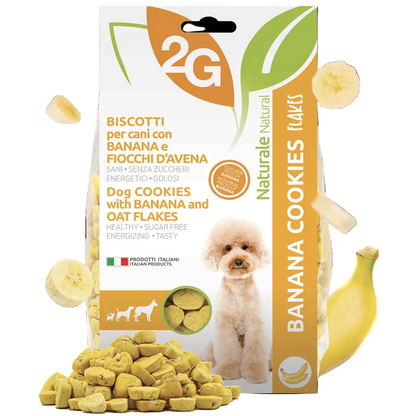 banana cookies flakes 2G, biscotti cani, gianni guidolin by orme differenti, confezione da 350gr