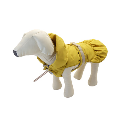 Cappottino aura coat giallo di Pet Creation distribuito da Orme Differenti, antibatterico e ignifugo