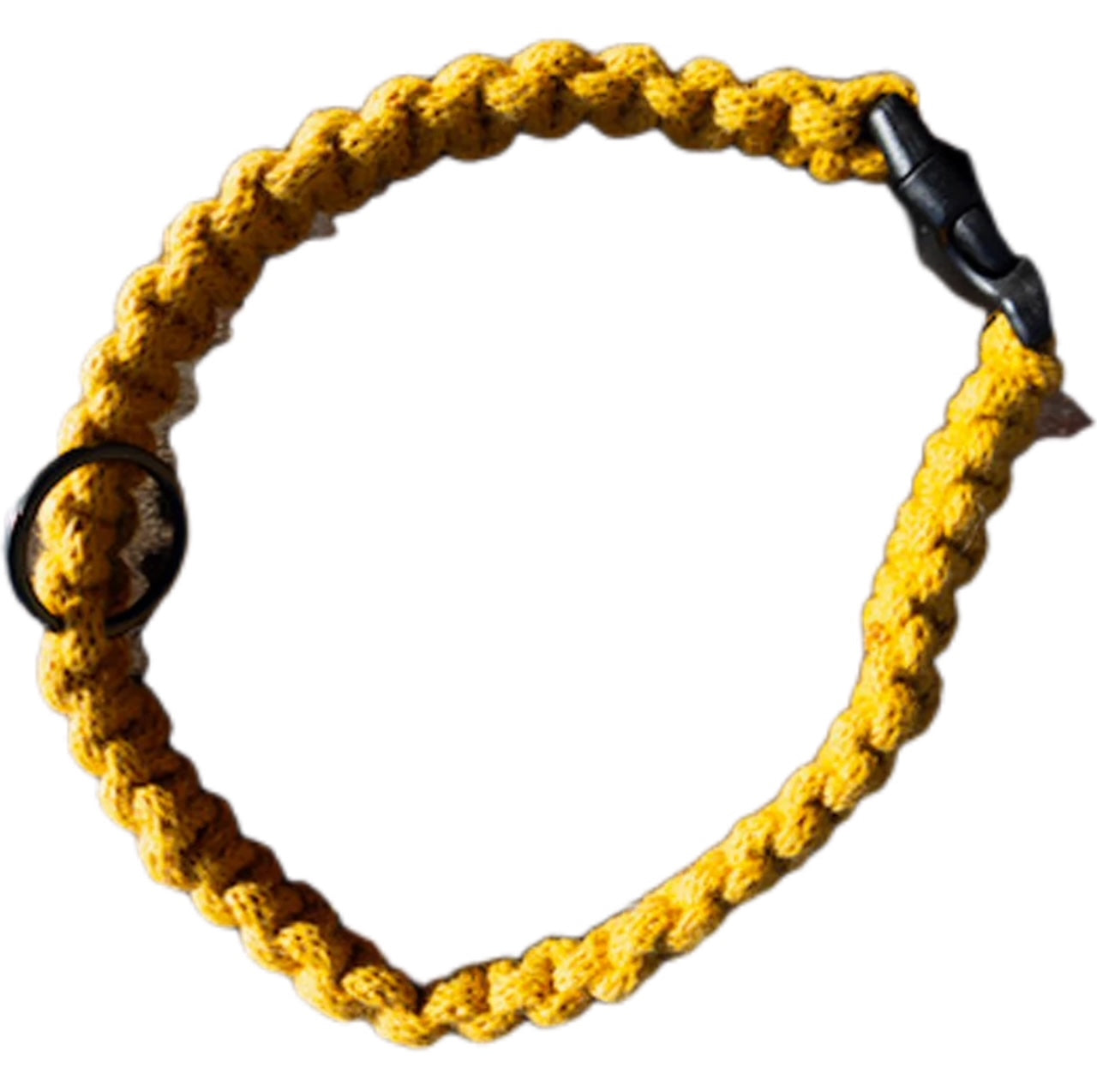 Collare in corda morbida per cani di taglia grande, color senape, fotografato dall'alto - Orme Differenti