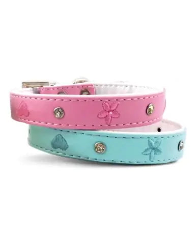 Collare per cani con strass e ricami in similpelle, colore rosso, taglia S, di Record distribuito da Orme Differenti
