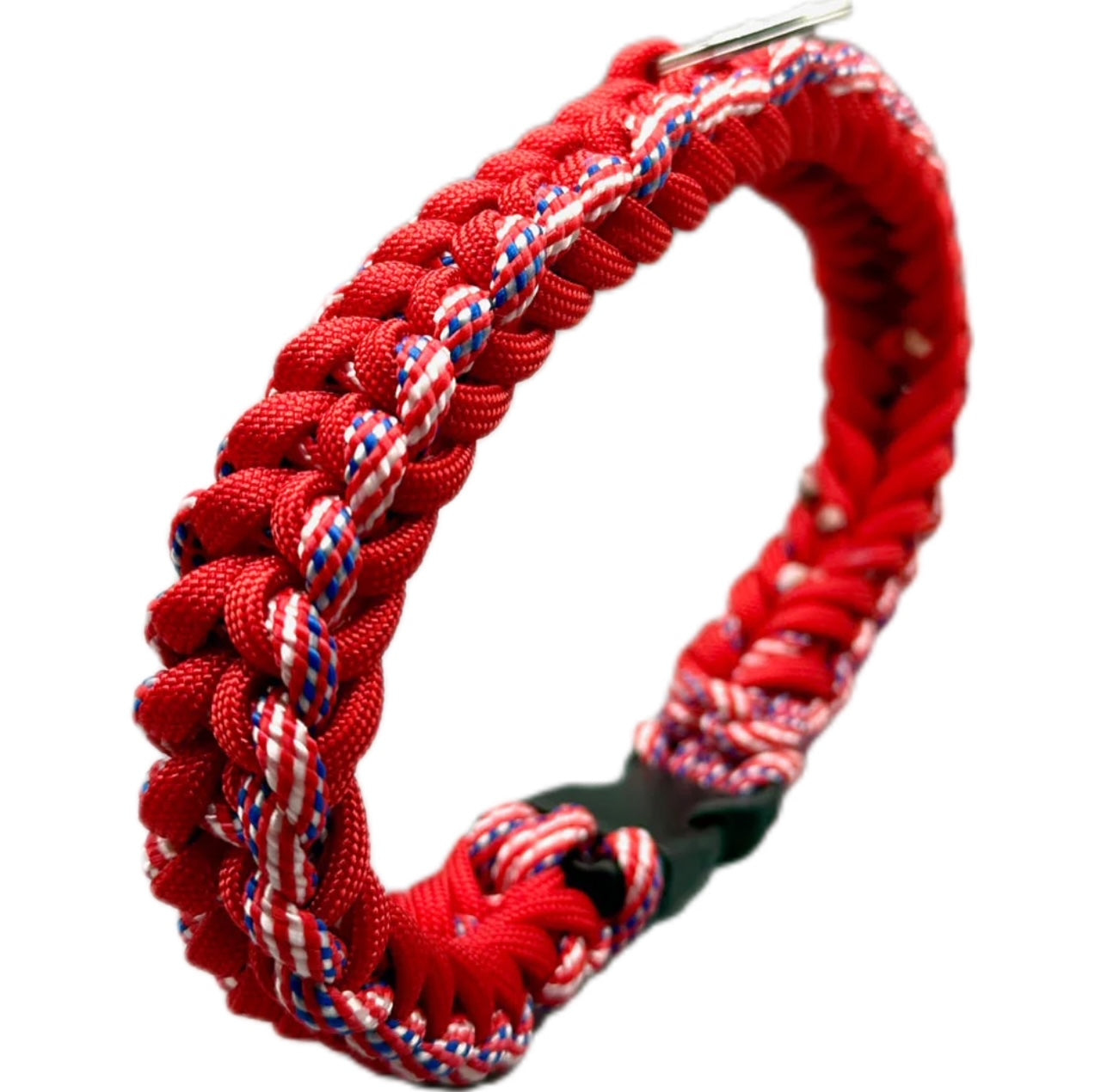 Collare per cani piccola taglia in paracord rosso con anello e chiusura a scatto - Orme Differenti