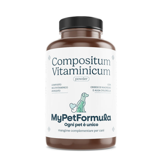 Compositum Vitaminicum per cane, antiossidante, con probiotici e prebiotici, multivitaminico avanzato, di My Pet Formula by Orme Differenti
