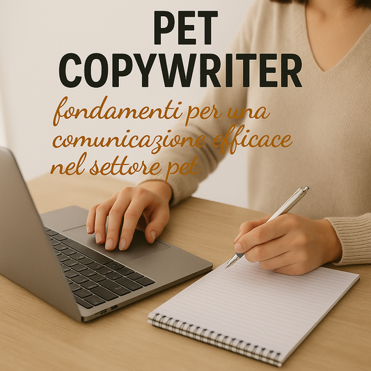 cover corso di pet copywriter, fondamenti per una comunicazione efficace, settore pet, di Orme Differenti
