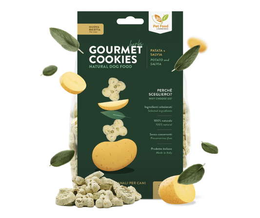 Gourmet Cookies Herbs con Patata e Salvia, squisiti biscotti artigianali per cani di tutte le età e taglie, di Gianni Guidoliin by Orme Differenti