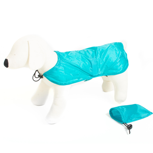 Impermeabile tascabile per cani Free Spirit, colore turchese di Farm Company distribuito da Orme Differenti