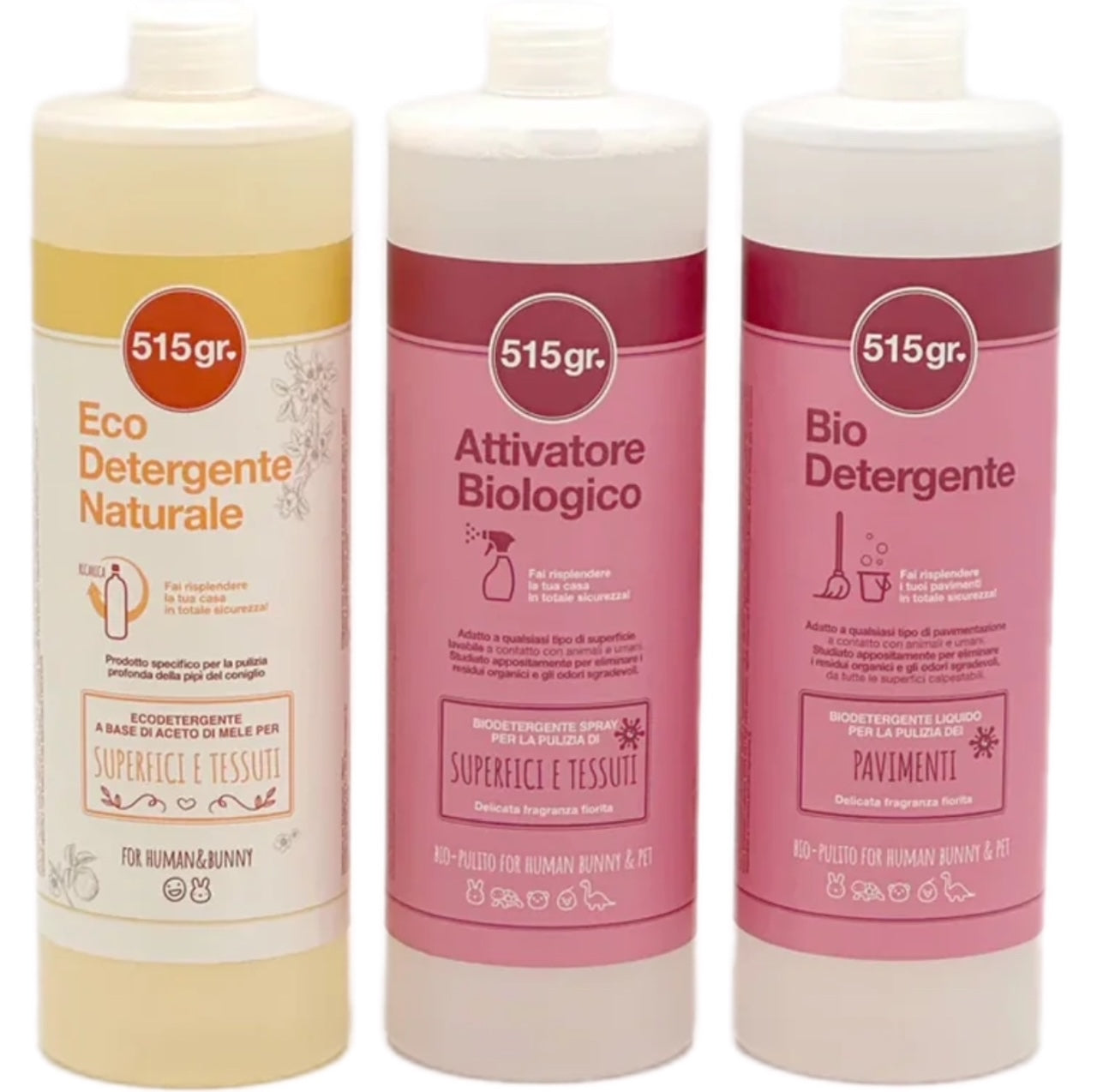 Kit igiene e pulizia per conigli a marchio 515 grammi: ecologici e biodegradabili per superfici, pavimenti e odori, distribuito da Orme Differenti