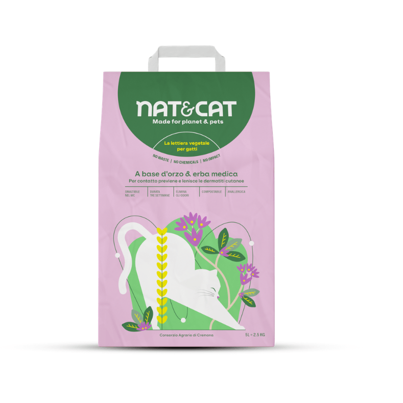 Lettiera vegetale a bade d'orzo con erba medica, per gatti, previene e lenisce le dermatiti, di Consorzio Agrario Cremona by Orme Differenti