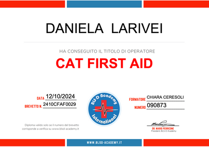 corso pronto soccorso felino, attestato cat first aid di daniela larivei, orme differenti