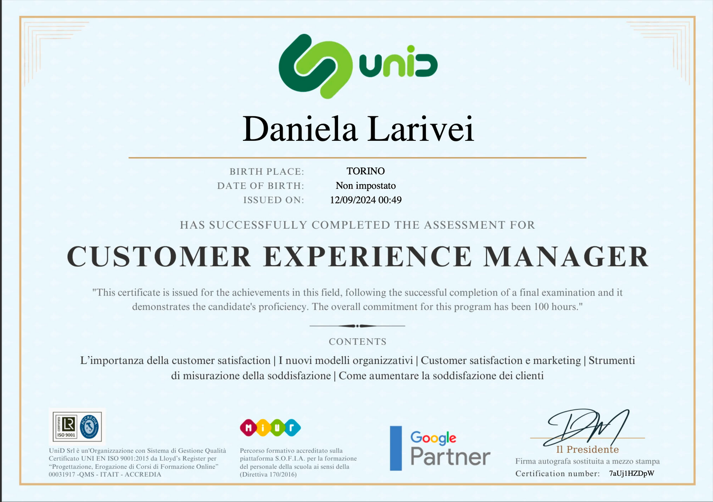 master pet sitter light, certificato, orme differenti