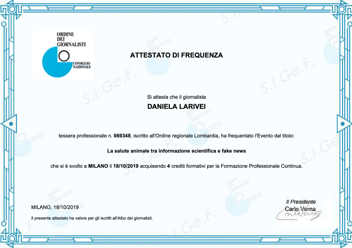 corsi dog sitter, attestato sulla salute animale di daniela larivei, orme differenti