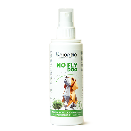 No fly dog, Lozione zecche per cani naturale, con lavanda, geranio e citronella, eco-friendly, di Union Bio distribuito da Orme Differenti